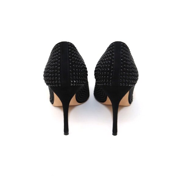 Manolo Blahnik 38 BB Black Suede Polka Dot Stud Embellished Stiletto Pump - Picture 5 of 10